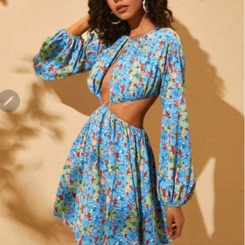 FLORAL ALL OVER PRINT BOHO DRESS - Picture 3 of 9